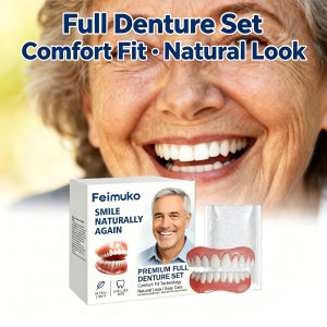 Full Denture Set Resin Veneer Denture Modification Kit Comfort Fit Natural Look Easy Care Adjustable Teeth Decoration Set