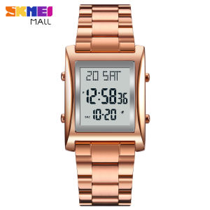 SKMEI 1812 Men Fashion Classic Watch Women Metal Band Casual Digital Wristwatch Alarm Hourly Chronograph Date Week 30m Waterproof EL Backlight
