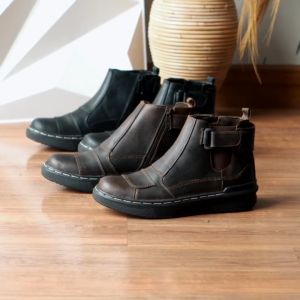 Sepatu Pria Boots High Bahan Kulit Full Grain Chelsea Boot Sanford MD916