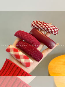 WENZHU | New Year Red Plaid Large Hair Clip