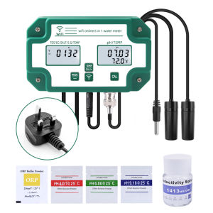 RCYAGO 6-in-1 Bluetooth Water Quality Monitor PH/TDS/EC/Salinity/S.G./Temp for Aquarium Drinking water Fish Pond Aquarium Fish Tank