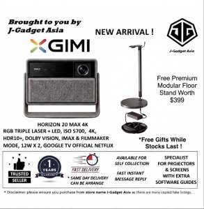 [Top1 Seller for Projectors] XGIMI Horizon 20 Max 4K c/w Free Original Modular Tall Stand worth $399 Triple-laser Google TV Official Netflix 5700 ISO lumens Dolby Vision HDR10+ and IMAX - 2 Years Local Warranty