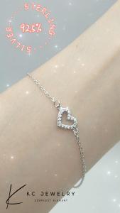 KC Jewelry S925 White Gold Plated Diamond Love Bracelet