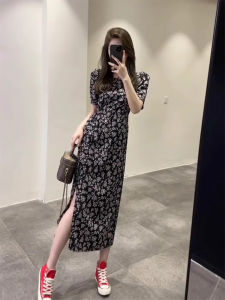 QINGMUZI | Đầm Hoa Đen Elegance