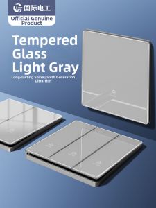 Mirror Tempered Glass Thin Switch Socket Panel 1 Gang 5 Holes