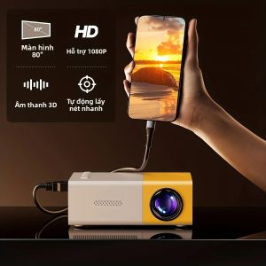 Máy Chiếu Mini Cầm Tay Full HD 1080p Hỗ Trợ Phản Chiếu Màn Hình Có Dây Sử Dụng Trong Nhà Ngoài Trời Nhẹ Với Loa Tích Hợp