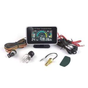 Universal Instrument 9-36V 3-in-1 Car LCD Meter Digital Oil Pressure Sensor Voltage Water Temperature Gauge for Car Truck SUV RV