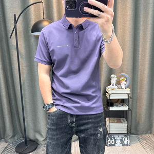 Mens Short Sleeve Polo Shirt Simple Turn-down Collar Half Sleeve T-shirt Slim Fit Cotton Wool Youth Fashion Summer Top