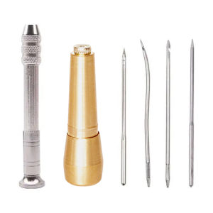 Leather Sewing Kit DIY Leather Sewing Awl Needle With Copper Handle/Stainless Steel Set Leather Canvas Tent Shoes Repairing Tool