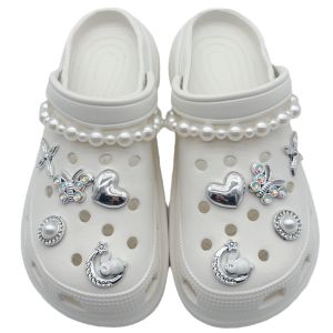 12ชิ้น/เซ็ต Crocs Jibbilz ตกแต่งรองเท้ามีเสน่ห์หัวเข็มขัดรองเท้า3D ที่ถอดออกได้ไข่มุกอุดตันของตกแต่งโซ่สำหรับ Crocs