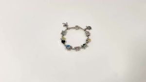 Bandai | Fashion Straw Hat Pirates DIY Bracelet Zinc Alloy Multi‑Skull Charms Silver‑Plated Adjustable Chain for Party Cosplay Jewelry