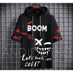 KAOS HOODIE PRIA BOOM FULPRIN LENGAN PENDEK /KAOS HOODIE VIRAL