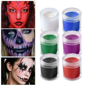 10g Professional Cream Makeup Palette-6 Colors (WhiteBlackRedBlueGreenPurple) for Face Body PaintHalloweenCarnivalCos