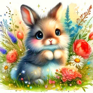 KAYOU | DIY Oil Painting By Numbers Rabbit Animal Professional Art Use Pictures Floral Pattern for Adults Unique Handmade Gift