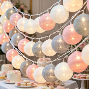 4CM 10LED/20LED Cotton Ball Lights String Wedding Party Garland Fairy Light Christmas Holiday Home Bedroom Decoration Battery