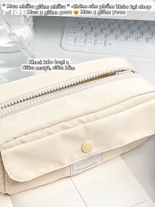 Túi bút vải học sinh 5 ngăn cúc bấm khóa kéo xịn pastel trơn cỡ lớn bóp viết nhiều ngăn chống nước đẹp rẻ vpp đồ dùng học tập quà tặng xinh