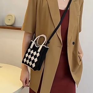 RYETIME Cartoon knitted mobile phone bag women all shoulder oblique cross purse purse small handbag