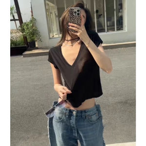 chaqi | American Style V-Neck Short T-shirt