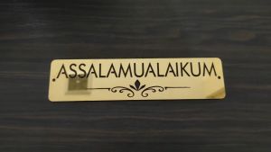 HIASAN RUANGAN STAINLESS GOLD MIROR ASSALAMUALAIKUM | HIASAN RUANGAN ASSALAMUALAIKUM | OLEH OLEH PERNIKAHAN | SOUVENIR PERNIHAKAN | SOVENIR PERNIHAKAN