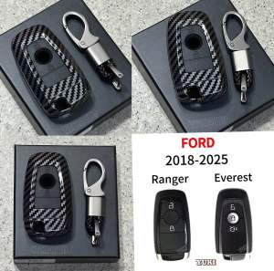Carbon Key Case FD8 ตรงรุ่น FORD EVEREST RANGER 2018-2025 เคสเคฟล่าดำเงา (พร้อมพวงกุญแจ)