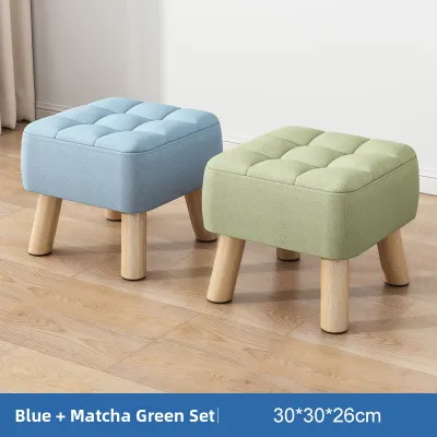 Living Room Footrest Stool Soft Padded Wooden Footstool