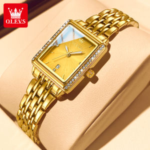 OLEVS watch for women original waterproof elegant luxury luminous date diamond square dial stainless steel women watch