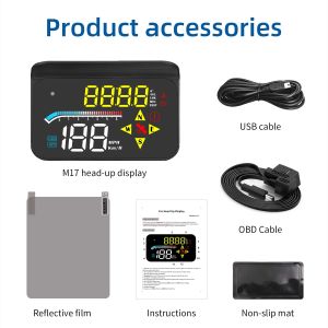 RYSJM | Dual System M17 OBD + GPS HUD Car Head Up Display on Board Computer Digital Speedometer Water Temp Fuel Consumption Voltage