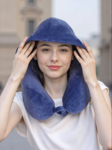 Travel Blue | Hooded Memory Foam U-Shaped Pillow