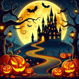 Huacan DIY Diamond Painting Halloween Black Cat Pumpkin Diamond Embroidery Animal Ghost Full Craft kit Holiday Gift