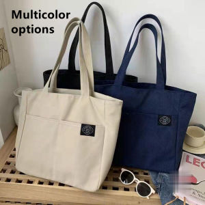 CAVA Korean New Fashion Lady Large Capacity Double Pockets Canvas Tote Bag Casual Shoulder Bags With Zipper For Women