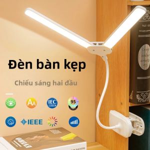 Đèn Bàn LED Hai Đầu Linh Hoạt Với Chức Năng Bảo Vệ Mắt 3 Chế Độ Màu USB Có Thể Sạc Lại 360 °   Điều Khiển Cảm Ứng Xoay Cho Văn Phòng Học Tập