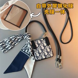 Elegant Handheld Silk Scarf Lanyard Phone Case Full Coverage Protection for Honor MagicVFlip2 Huawei NovaFlip Xiaomi MIXFlip2 Small Foldable Screen