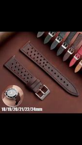 langley | Vintage Racing Leather Watch Strap 18mm 19mm 20mm 21mm 22mm 24mm Handmade Quick Release Strap Brown Breathable Porous Watchbands