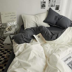 Simple Solid Color Dormitory Bedding Set Water-washed Cotton