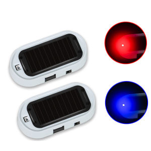 Car LED Solar Powered Fake Security Light Simulated Dummy Alarm Wireless Warning Anti-Theft Caution Lamp Flashing Imitation2Pcs