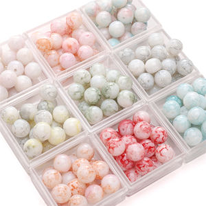 20ชิ้น10มิลลิเมตรที่มีสีสันเลียนแบบน้ำย้อมสีลูกปัดแก้วกลมสำหรับ DIY สร้อยข้อมือสร้อยคอเครื่องประดับทำเครื่องเพชร