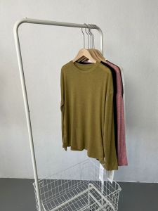 2023 New round Neck White Long Sleeve T-shirt Womens Knitting Sun Protection Shirt Thin Loose Air-Conditioner Cardigan Basic Style Blouse