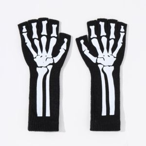 Male and Female Touch Screen Skeleton Gloves Fashionable Half Finger Gloves Cycling Party Dance Accessories