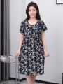 Cotton Silk Sleepwear Women Summer Mid-aged Short Sleeve Nightgown Artificial Cotton Dress Midi Length plus Size Home Clothes Mom Style. 
