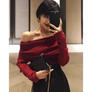 HUOLISI | Off Shoulder Knitwear Long Sleeve Top