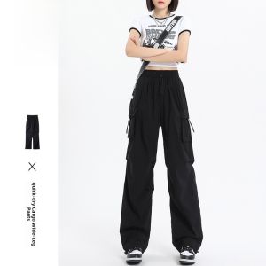 High Waist Hiking Sport Utility Pants Womens Spring Summer Autumn 2024 New Style Cargo Pants Parachute Pants Korean Style