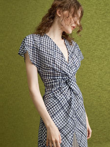 Elegant V-Neck Embroidered Chiffon Long Dress with Slit High Waist A-Line Skirt Short Sleeve Spring Summer Autumn New Arrival