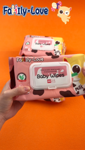 Milk Scent Baby Wipes 80 Sheets Wet Wipes for Baby with Lid Alcohol-Free Soft & Moist | Family-Love