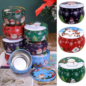 Mini Christmas Tinplate Box Round Tin Can Candy Box Home Scented Tin Jars Candle Container Christmas Gift Packing Box