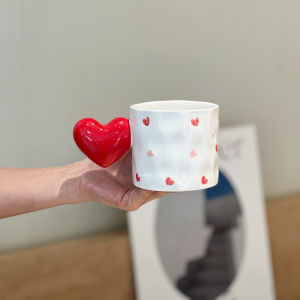 Colorful Polka Dot Cute Red Ball Ceramic Mugs Coffee Cups with Handle Small  Design Gift Souvenir round Dot Pattern Mugs