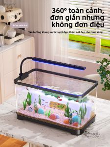 KUOTING | Bể Cá Nhỏ bằng Nhựa có Tính Năng Lọc và Tạo Oxy cho Thiết lập Sinh Thái Phòng Khách