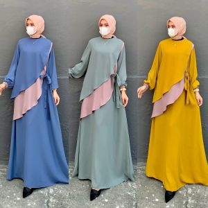 Bajuku Tren Abaya Polos Kombinasi Warna Gamis Muslim Wanita Mewah Jumbo Model Random Real Pict Gamis syari Terbaru