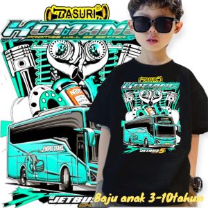Baju anak laki laki karakter bus telolet basuri viral komang free stiker