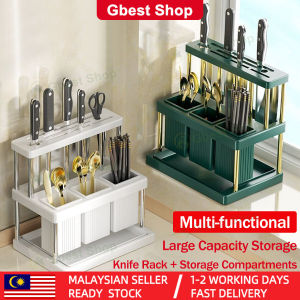 Gbest Cutlery Chopstick Drainer Holder Rak Kitchen Rack Pisau Rak Dapur Holder Rak Sudu Cutlery Drainage Chopsticks Fork Spoon Knife Storage Rack Organizer Box Bekas Pisau Dapur Ramadan Kareem 刀具收纳盒 多功能刀架