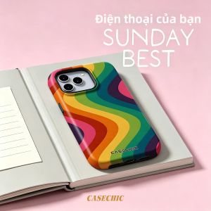 Potdemiel | Ốp Lưng Điện Thoại iPhone 17/16/15 Pro Max Chống Xước Chống Sốc Chống Bụi Chống Trượt Hai Lớp Chất Liệu TPU Kiểu Dáng Retro Rainbow Line Tích Hợp Nam Châm.